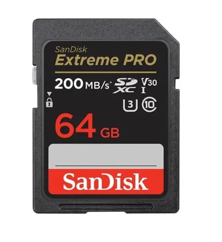 SanDisk SDXC Extreme Pro 64GB 200MB/s UHS-I C10 V30 U3